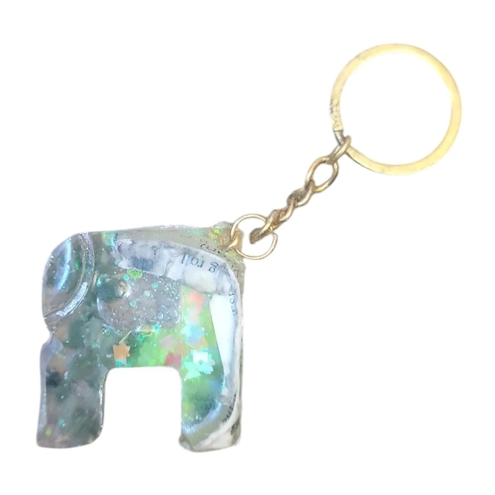 Fortune R Resin Alphabet Letter  Keychain Sparkly Glitter Key Chain Bag